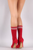 Liliana Stretched Sweater Knit Stiletto Mid-Calf Sock Boots