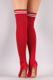 Liliana Stretched Sweater Knit Stiletto Over-The-Knee Sock Boots