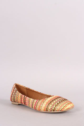Multicolor Tribal Lace Round Toe Ballet Flat