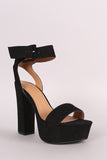 Qupid Suede Open Toe Chunky Platform Heel
