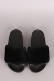 Faux Fur Open Toe Slide Sandal