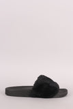 Faux Fur Open Toe Slide Sandal