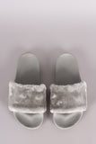 Faux Fur Open Toe Slide Sandal