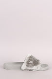 Faux Fur Open Toe Slide Sandal