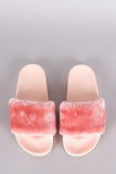 Faux Fur Open Toe Slide Sandal