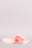 Faux Fur Open Toe Slide Sandal