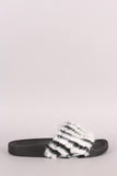 Faux Fur Open Toe Slide Sandal