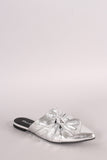 Qupid Knotted Bow Slip On Mule Flat