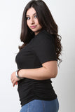 Ribbed Mock Neck Cut Out Top