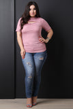 Ribbed Mock Neck Cut Out Top