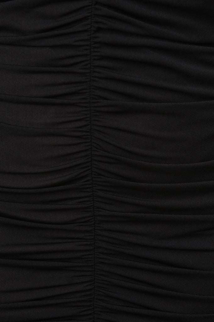 Ruched Mesh Spaghetti Strap Midi Dress