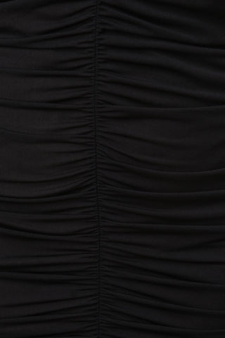 Ruched Mesh Spaghetti Strap Midi Dress