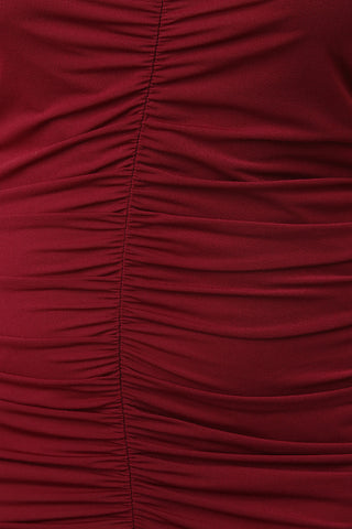 Ruched Mesh Spaghetti Strap Midi Dress