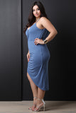 Sleeveless Surplice V-Neck Cowl Back Dress