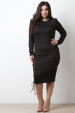 Round Neck Laced Up Side Midi Dress