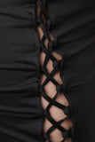 Round Neck Laced Up Side Midi Dress