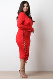 Round Neck Laced Up Side Midi Dress
