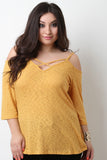 Ribbed Knit Caged Cold Shoulder Top