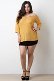 Ribbed Knit Caged Cold Shoulder Top