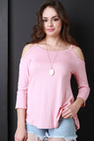 Cold Shoulder Button Accent Top