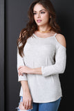 Cold Shoulder Button Accent Top