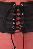 Vegan Suede Corset Lace Up Zipper Back Belt