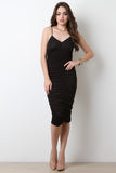 Spaghetti Strap Ruched Midi Dress