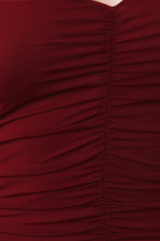 Spaghetti Strap Ruched Midi Dress