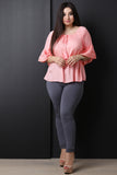 Textured Self-Tie Tassel Bell Sleeve Top