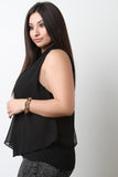 Sleeveless Textured Chiffon Flowy Top