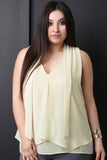 Sleeveless Textured Chiffon Flowy Top
