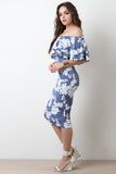 Off The Shoulder Floral Print Midi Dress