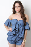 Denim Sweetheart Off The Shoulder Bow Top
