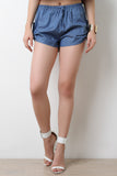 Denim Side Button Tab Shorts