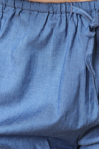 Denim Side Button Tab Shorts