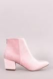 Crushed Velvet Block Heeled Ankle Boots