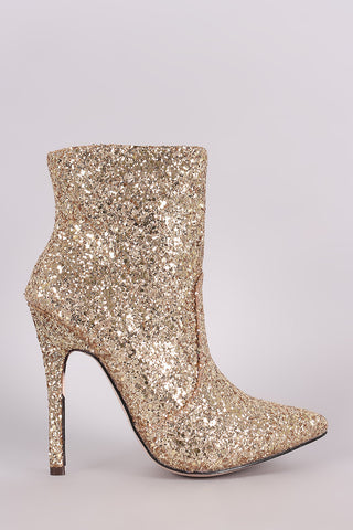 Glitter Pointy Toe Stiletto Booties