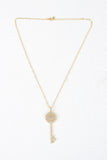 Thin Chain Link Rhinestone Key Necklace