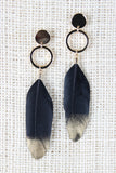 Linked Circle Metallic Feather Earring
