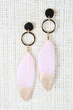 Linked Circle Metallic Feather Earring