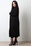 Jersey Knit Side Slits Long Line Cardigan