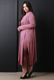 Jersey Knit Side Slits Long Line Cardigan