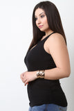 Keyhole-Front Ruched Sleeveless Top
