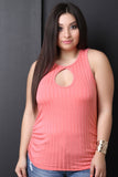 Keyhole-Front Ruched Sleeveless Top