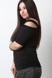 Cold Shoulder Side Ruched Top