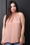 Satin Mock Neck Trapeze Top