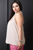 Satin Mock Neck Trapeze Top