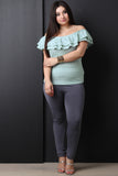 Double Flutter Bardot Diamond Texture Top