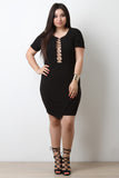 Deep Plunge Ring Trim Midi Dress