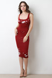 Distress Double Layer Midi Dress